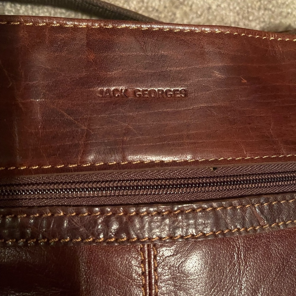 Nwt Jack Georges real leather brown crossbody messenger bag. - Picture 3 of 12
